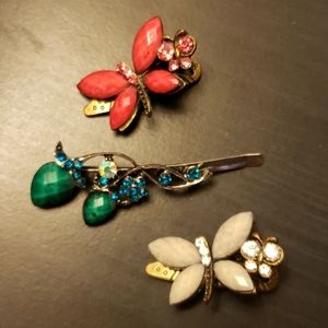 Pink Blue & White Jewled Hair Accessories